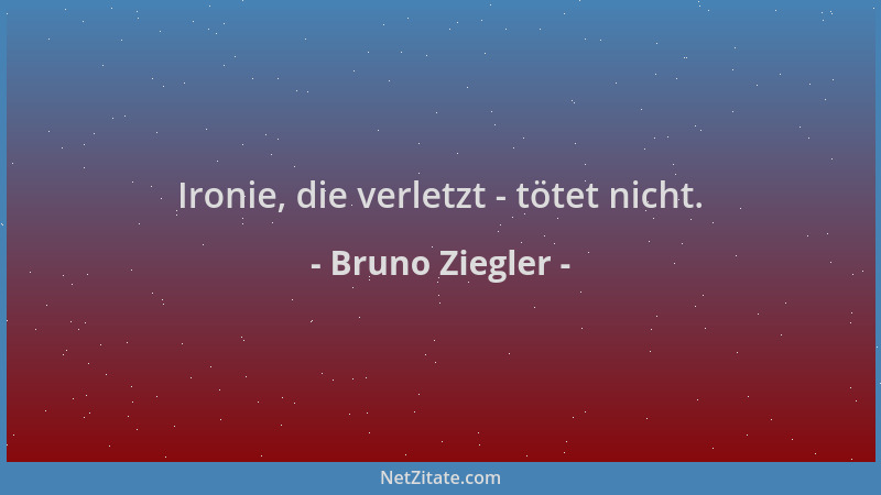 Bruno Ziegler - Ironie, die verletzt - tötet nicht....
