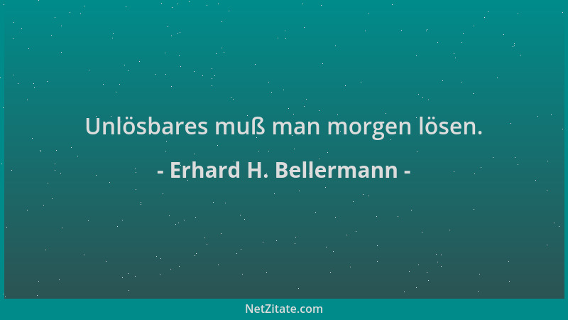 Erhard H. Bellermann - Unlösbares muß man morgen lösen....