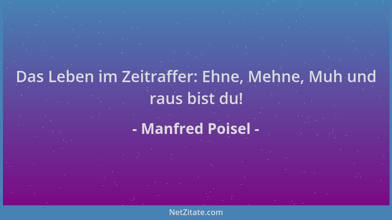 Manfred Poisel - Das Leben im Zeitraffer: Ehne, Mehne, Muh und raus bist du!...