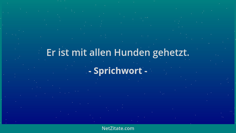 Sprichwort - Er ist mit allen Hunden gehetzt....