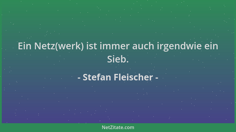 Stefan Fleischer - Ein Netz(werk) ist immer auch irgendwie ein Sieb....