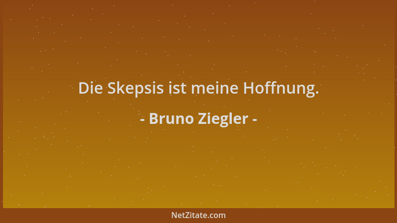 Bruno Ziegler - Die Skepsis ist meine Hoffnung....