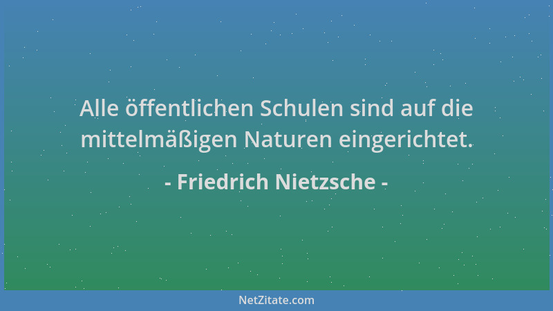Friedrich Nietzsche - Alle öffentlichen Schulen sind auf die mittelmäßigen Naturen eingerichtet....