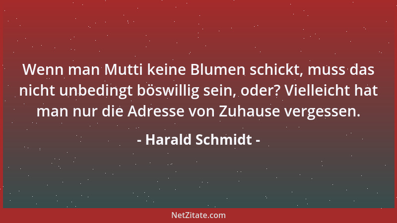 Harald Schmidt - Wenn man Mutti keine Blumen schickt, muss das nicht unbedingt böswillig sein, oder? Vielleicht hat man nur...