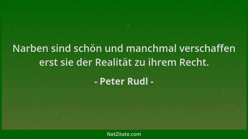 Peter Rudl - Narben sind schön und manchmal verschaffen erst sie der Realität zu ihrem Recht....