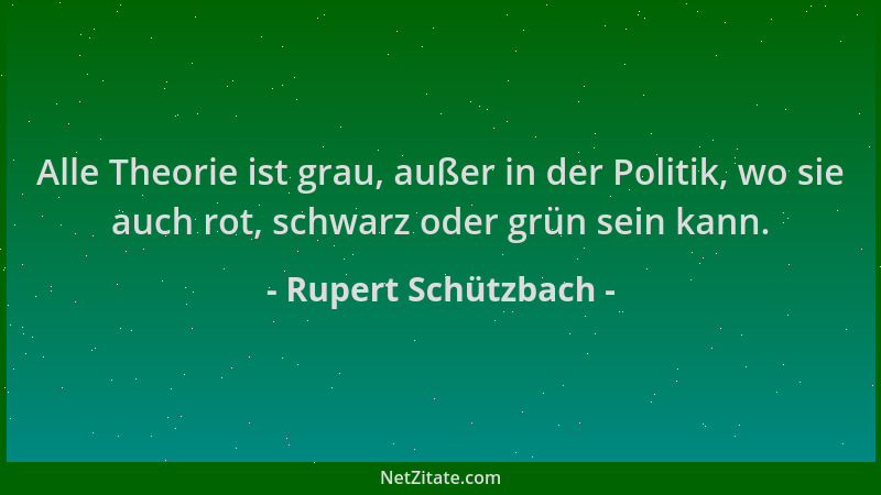 Rupert Schützbach - Alle Theorie ist grau, außer in der Politik, wo sie auch rot, schwarz oder grün sein kann....