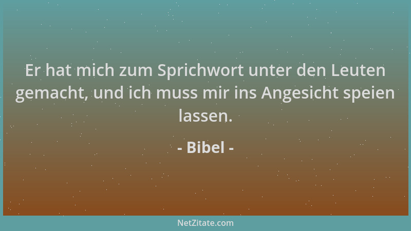 Bibel - Er hat mich zum Sprichwort unter den Leuten gemacht, und ich muss mir ins Angesicht speien lassen....