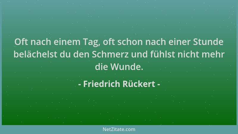 Friedrich Rückert - Oft nach einem Tag, oft schon nach einer Stunde belächelst du den Schmerz und fühlst nicht mehr die Wun...