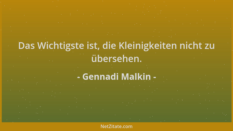 Gennadi Malkin - Das Wichtigste ist, die Kleinigkeiten nicht zu übersehen....