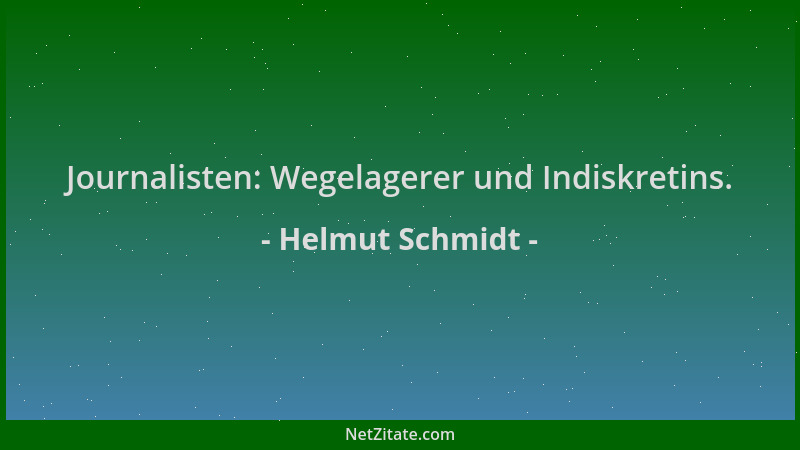 Helmut Schmidt - Journalisten: Wegelagerer und Indiskretins....