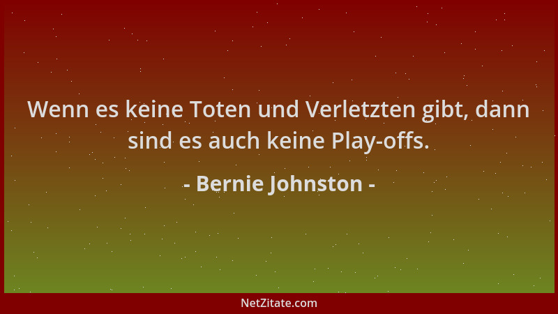 Bernie Johnston - Wenn es keine Toten und Verletzten gibt, dann sind es auch keine Play-offs....