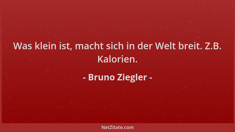 Bruno Ziegler - Was klein ist, macht sich in der Welt breit. Z.B. Kalorien....