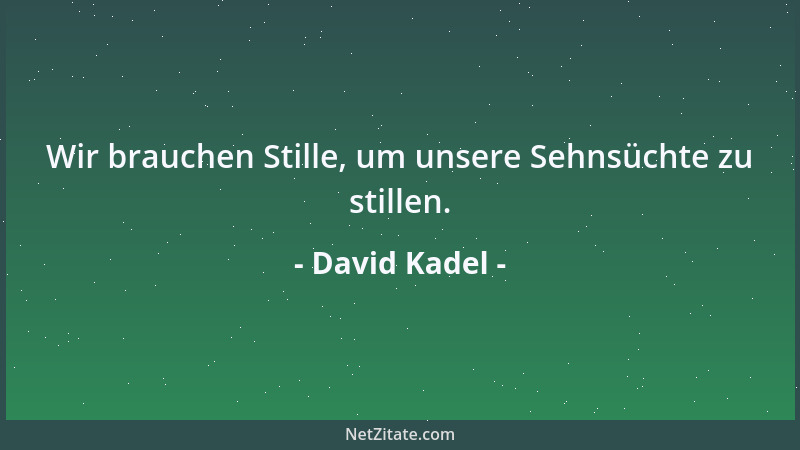 David Kadel - Wir brauchen Stille, um unsere Sehnsüchte zu stillen....