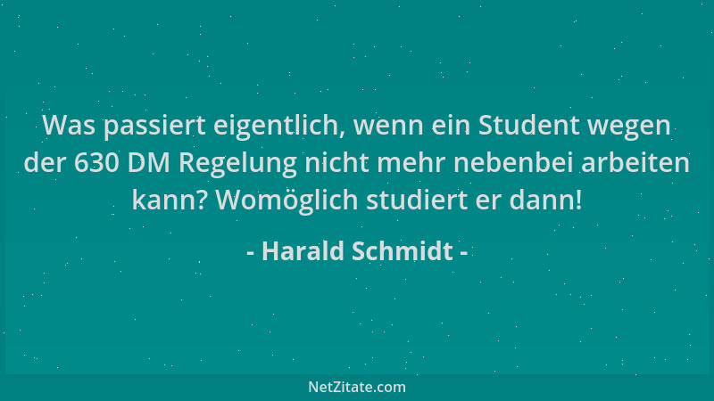 Harald Schmidt - Was passiert eigentlich, wenn ein Student wegen der 630 DM Regelung nicht mehr nebenbei arbeiten kann? Wom...