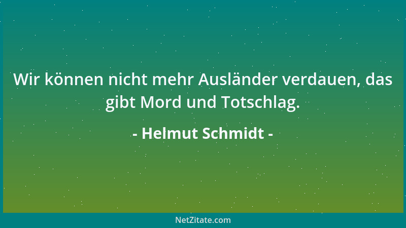 Helmut Schmidt - Wir können nicht mehr Ausländer verdauen, das gibt Mord und Totschlag....