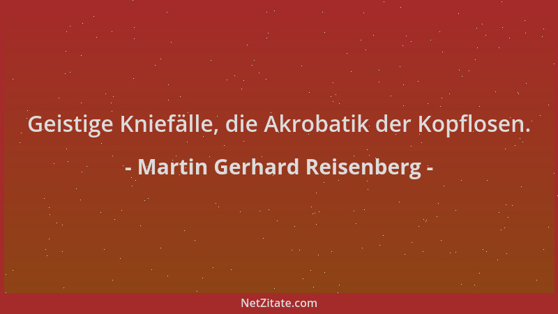Martin Gerhard Reisenberg - Geistige Kniefälle, die Akrobatik der Kopflosen....