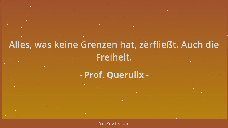Prof. Querulix - Alles, was keine Grenzen hat, zerfließt. Auch die Freiheit....
