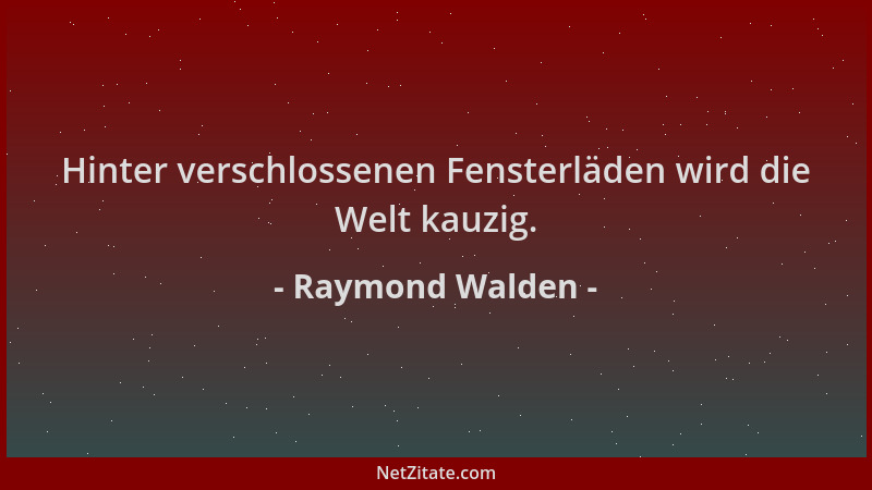 Raymond Walden - Hinter verschlossenen Fensterläden wird die Welt kauzig....