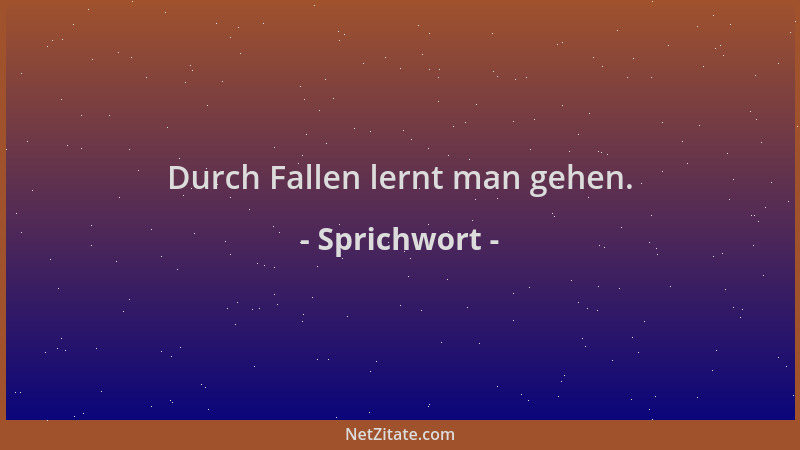 Sprichwort - Durch Fallen lernt man gehen....