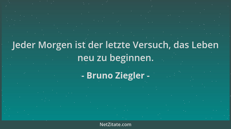 Bruno Ziegler - Jeder Morgen ist der letzte Versuch, das Leben neu zu beginnen....