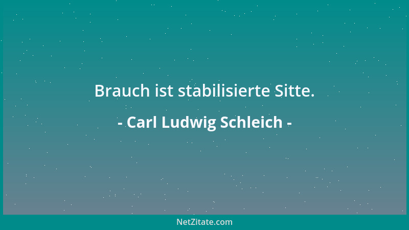 Carl Ludwig Schleich - Brauch ist stabilisierte Sitte....