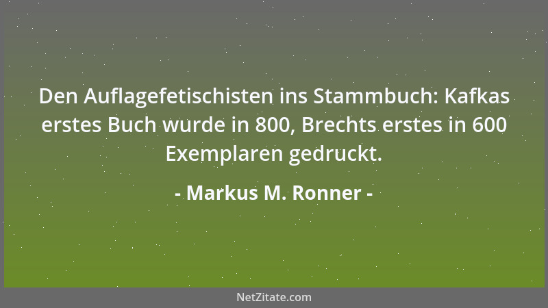 Markus M. Ronner - Auch Krieg ist eine Form von Abrüstung....