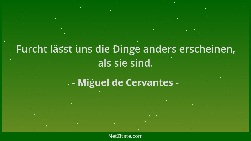 Miguel de Cervantes - Furcht lässt uns die Dinge anders erscheinen, als sie sind....
