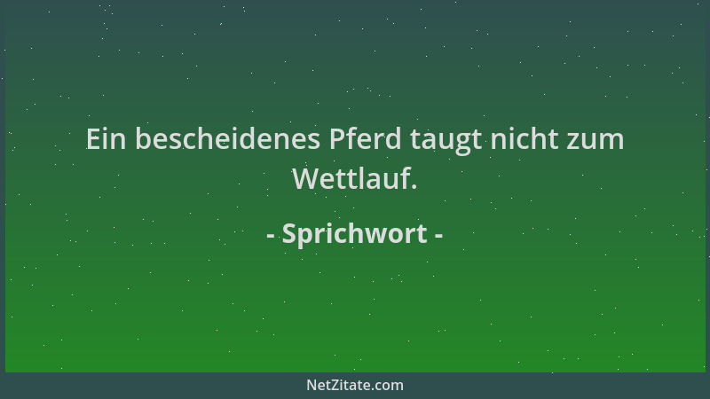 Sprichwort - Ein bescheidenes Pferd taugt nicht zum Wettlauf....