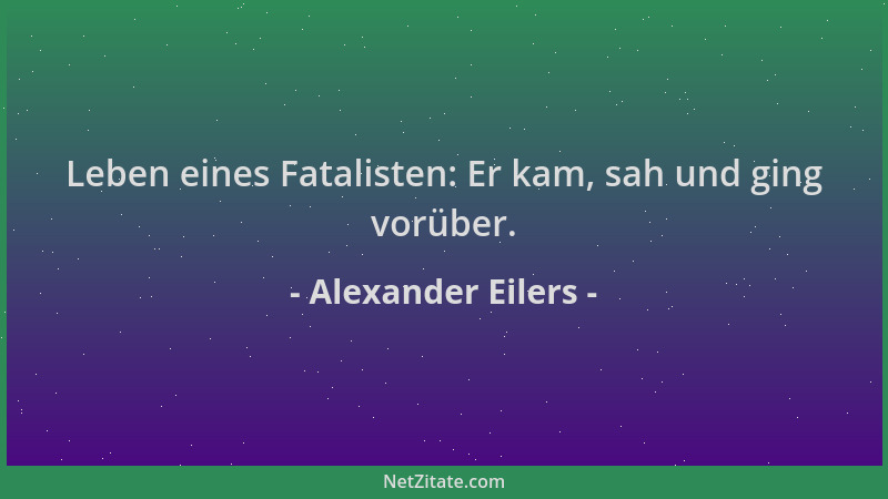 Alexander Eilers - Leben eines Fatalisten: Er kam, sah und ging vorüber....