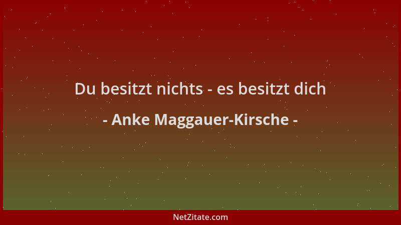 Anke Maggauer-Kirsche - Du besitzt nichts - es besitzt dich...