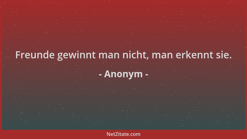 Anonym - Freunde gewinnt man nicht, man erkennt sie....
