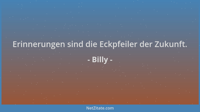 Billy - Erinnerungen sind die Eckpfeiler der Zukunft....