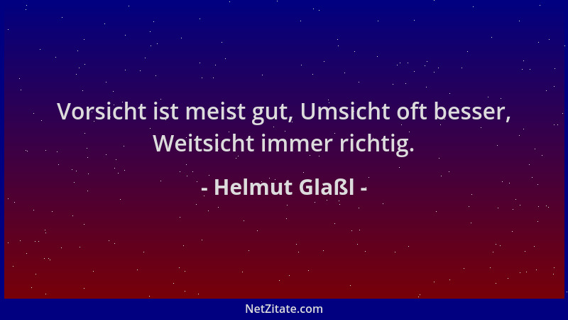 Helmut Glaßl - Vorsicht ist meist gut, Umsicht oft besser, Weitsicht immer richtig....