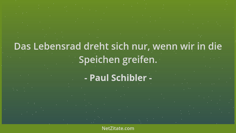 Paul Schibler - Das Lebensrad dreht sich nur, wenn wir in die Speichen greifen....