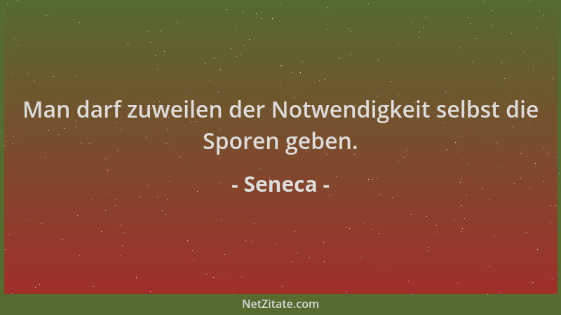 Seneca - Man darf zuweilen der Notwendigkeit selbst die Sporen geben....
