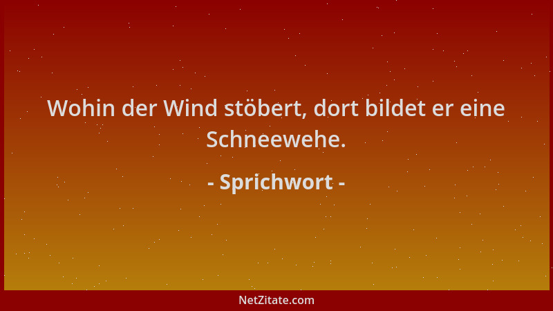 Sprichwort - Wohin der Wind stöbert, dort bildet er eine Schneewehe....