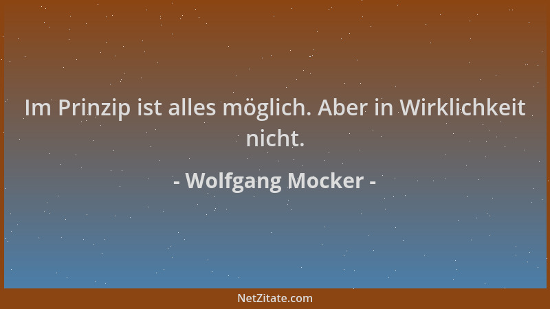 Wolfgang Mocker - Im Prinzip ist alles möglich. Aber in Wirklichkeit nicht....