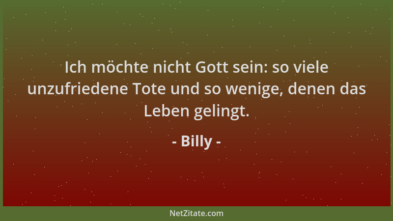 Billy - Ich möchte nicht Gott sein: so viele unzufriedene Tote und so wenige, denen das Leben gelingt....