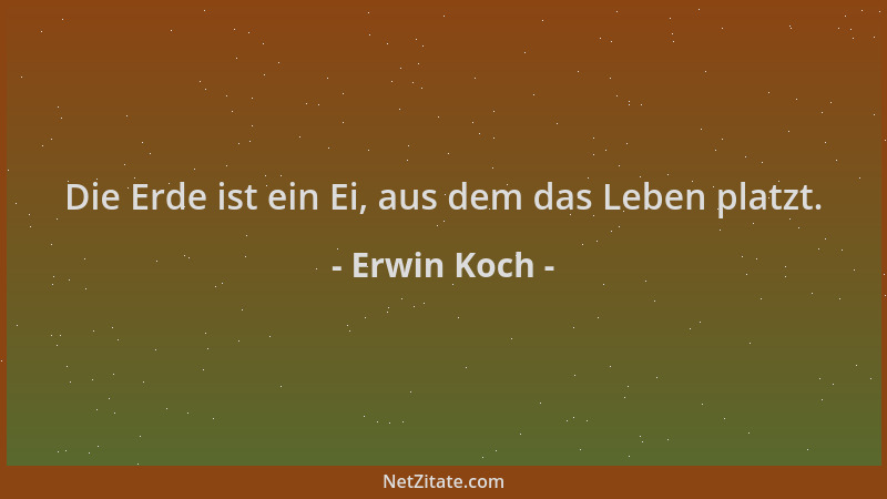 Erwin Koch - Die Erde ist ein Ei, aus dem das Leben platzt....