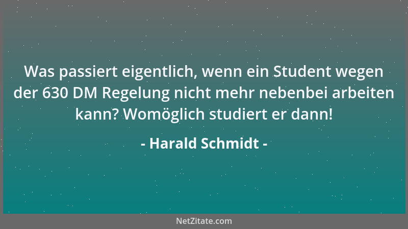Harald Schmidt - Was passiert eigentlich, wenn ein Student wegen der 630 DM Regelung nicht mehr nebenbei arbeiten kann? Wom...