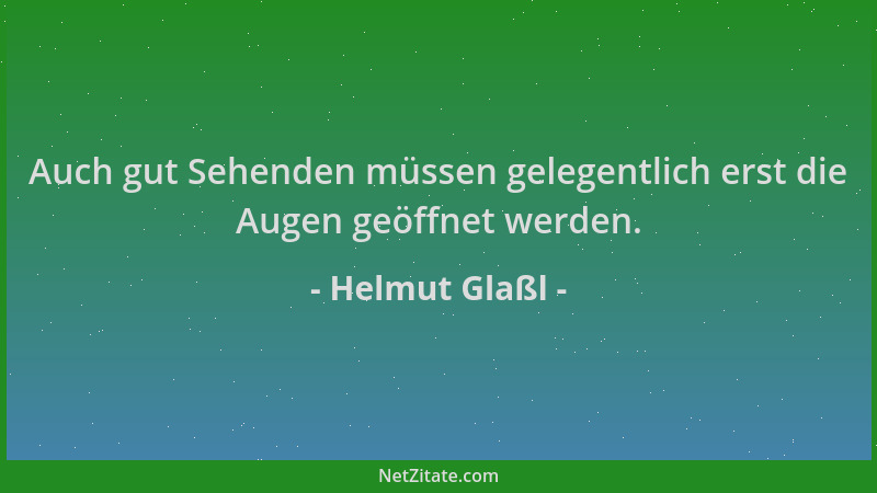 Helmut Glaßl - Auch gut Sehenden müssen gelegentlich erst die Augen geöffnet werden....