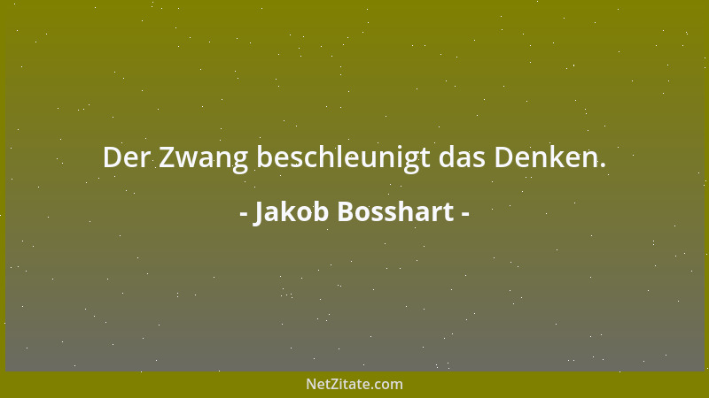Jakob Bosshart - Der Zwang beschleunigt das Denken....