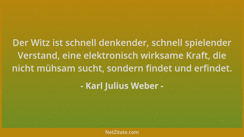 Karl Julius Weber - Der Witz ist schnell denkender, schnell spielender Verstand, eine elektronisch wirksame Kraft, die nich...