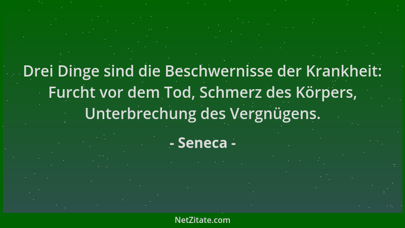 Seneca - Drei Dinge sind die Beschwernisse der Krankheit: Furcht vor dem Tod, Schmerz des Körpers, Unterbrechung des Vergnü...