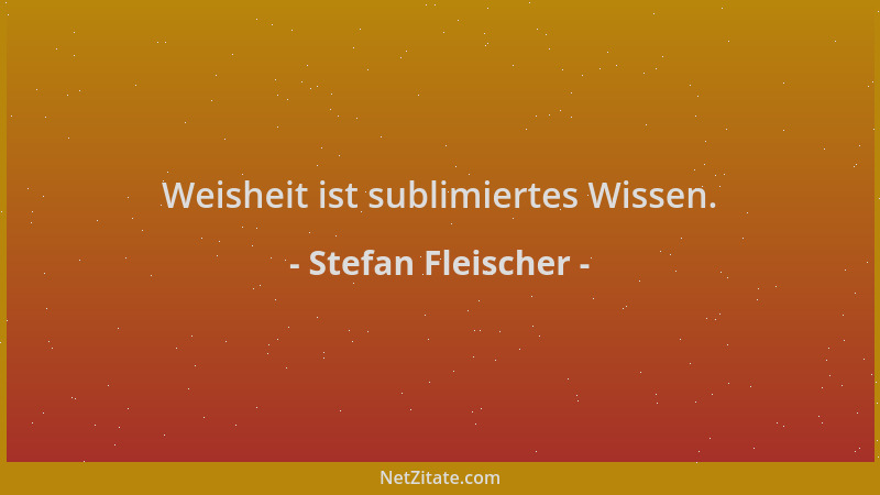 Stefan Fleischer - Weisheit ist sublimiertes Wissen....