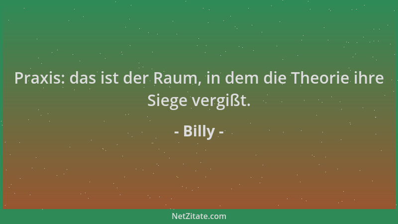 Billy - Praxis: das ist der Raum, in dem die Theorie ihre Siege vergißt....