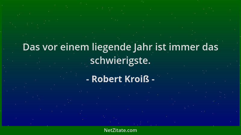Robert Kroiß - Das vor einem liegende Jahr ist immer das schwierigste....