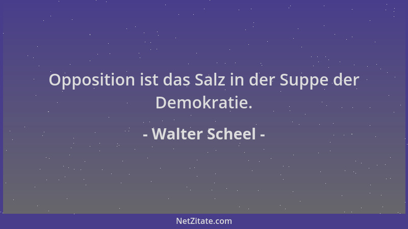 Walter Scheel - Opposition ist das Salz in der Suppe der Demokratie....