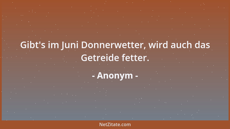 Anonym - Gibt 's im Juni Donnerwetter, wird auch das Getreide fetter....