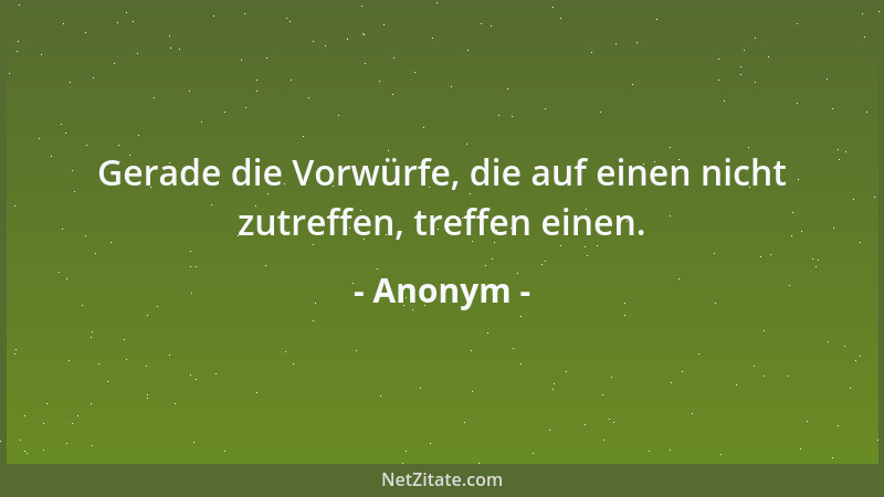 Anonym - Gerade die Vorwürfe, die auf einen nicht zutreffen, treffen einen....